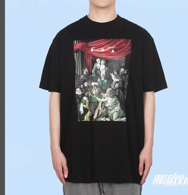 OFF-WHITE New Religious Belief Oil Painting Arrow Printed Pattern Short Sleeve