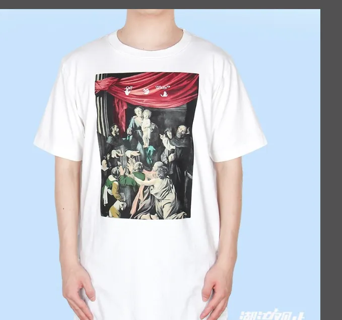 OFF-WHITE New Religious Belief Oil Painting Arrow Printed Pattern Short Sleeve