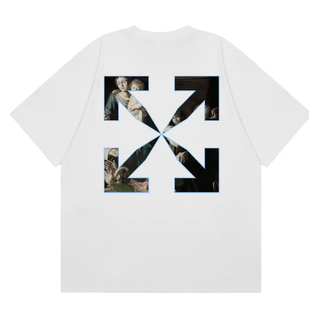 OFF-WHITE New Religious Belief Oil Painting Arrow Printed Pattern Short Sleeve