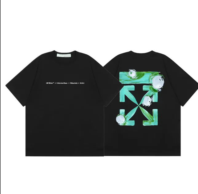 OFF-WHITE New Eco friendly Oil Painting Forest Crayon Printed Pattern Short Sleeve