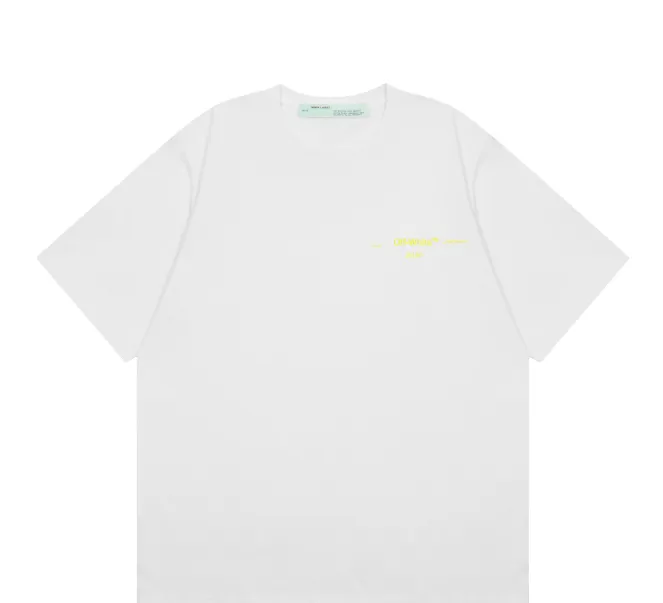 OFF-WHITE New Yellow Graffiti Brushed Arrow Printed Pattern Short Sleeve