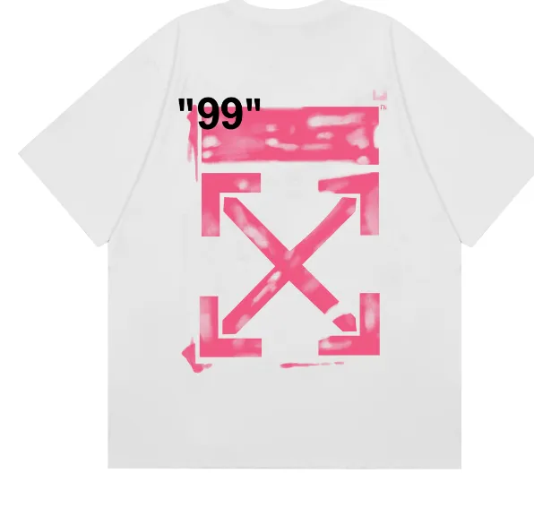 OFF-WHITE Classic Red Arrow 99 Printed Pattern Short Sleeve