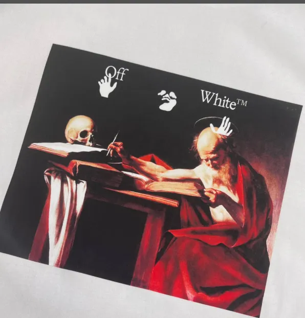 OFF-WHITE New Religious Skull 💀 Oil painting arrow print pattern short sleeved shirt