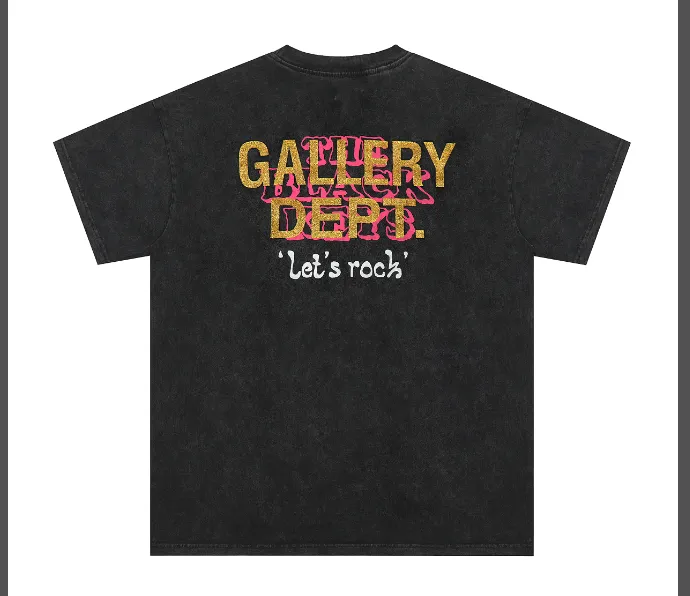 GALLERY DEPT dark seat print washed and worn short sleeved shirt