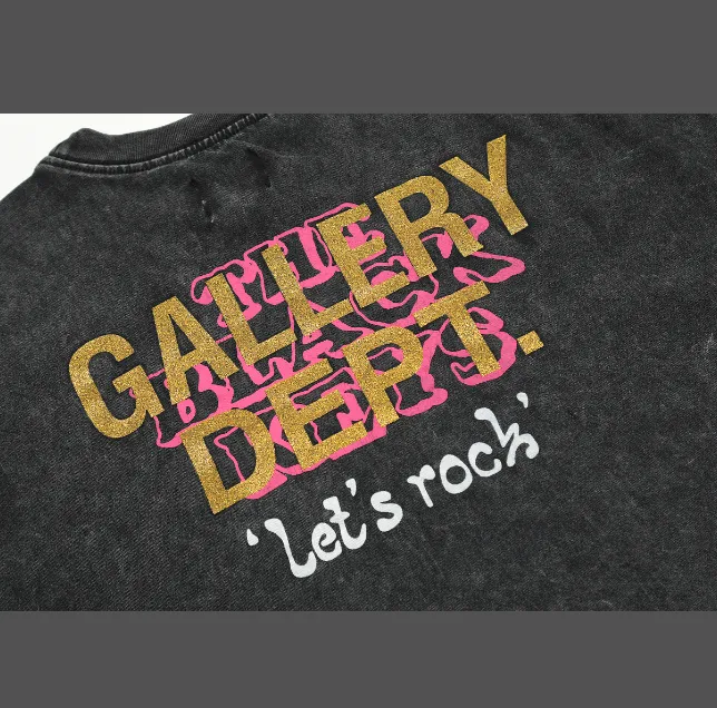 GALLERY DEPT dark seat print washed and worn short sleeved shirt