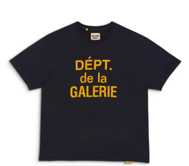 GALLERY DEPT DEPT DE LA GALERIE CLASS French logo distressed print short sleeved t-shirt black S M L XL