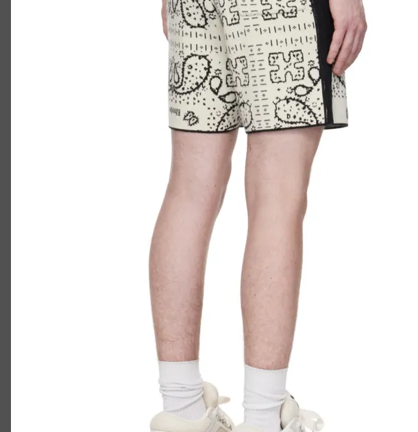 RHUDE white cashew flower drawstring yarn shorts white S-XL size