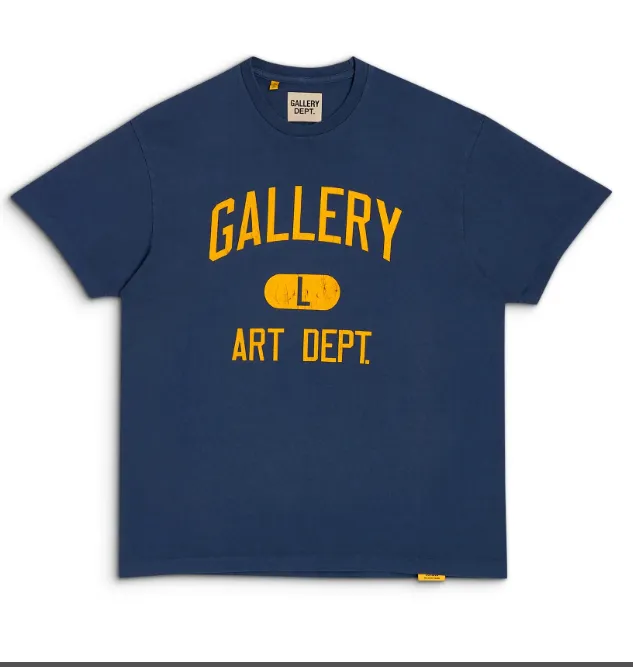 GALLERY DEPT ART DEPT TEE Vintage Vintage English Logo Printed Short Sleeve T-shirt White Sky Blue Navy S M L XL