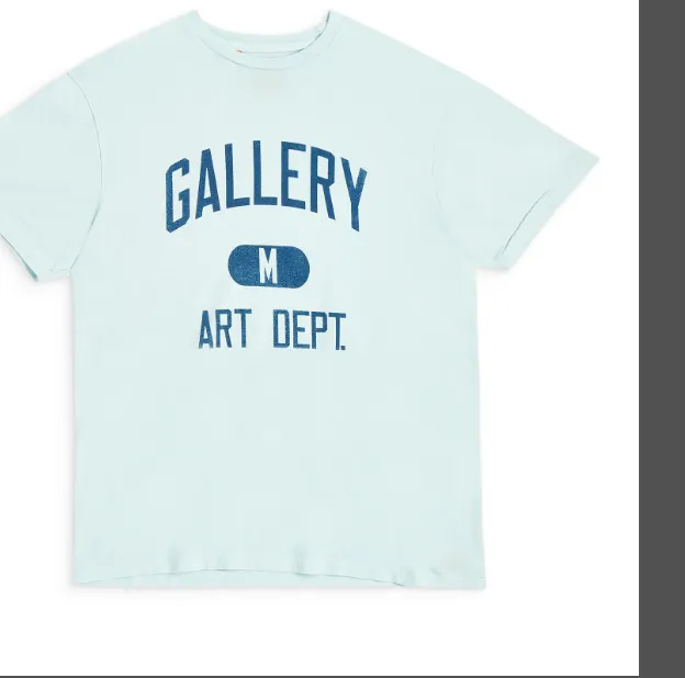 GALLERY DEPT ART DEPT TEE Vintage Vintage English Logo Printed Short Sleeve T-shirt White Sky Blue Navy S M L XL