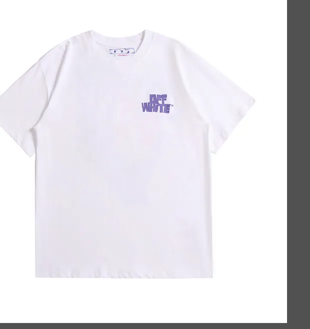 OFF-WHITE New 2023 Purple OK Gesture Printed Pattern Short Sleeve Male Female Same Style Couple 👫