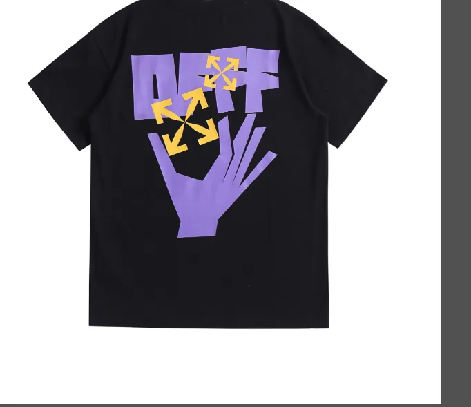 OFF-WHITE New 2023 Purple OK Gesture Printed Pattern Short Sleeve Male Female Same Style Couple 👫