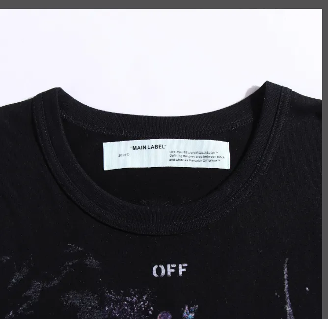 OFF-WHITE New 2023 Classic Arrow Brushed Paint Printed Pattern Short Sleeve Starry Sky Hand Painted Splash Ink Men's and Women's Same Style