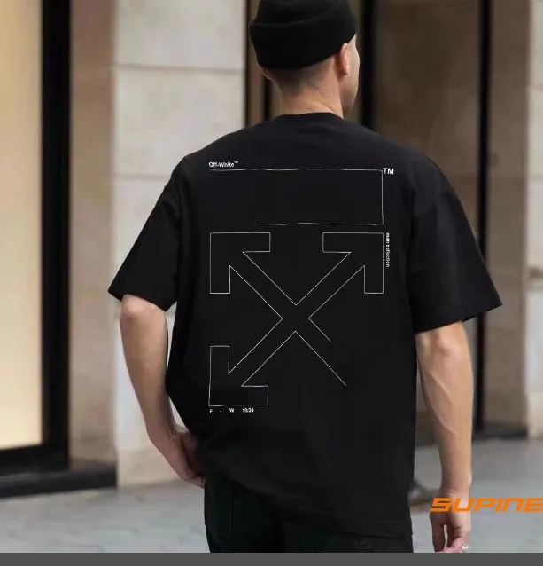 OFF-WHITE New 2020 Classic Simple Line Printed Pattern Short Sleeve for Men and Women Couple 👫