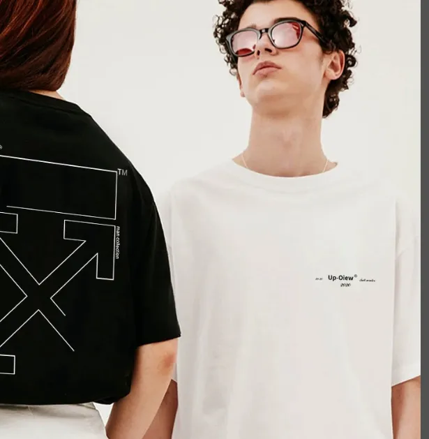 OFF-WHITE New 2020 Classic Simple Line Printed Pattern Short Sleeve for Men and Women Couple 👫