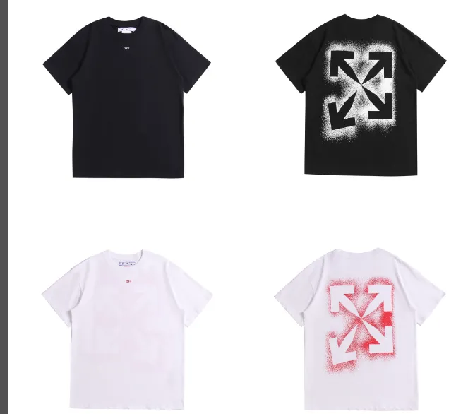 OFF-WHITE New 2023 Spray Paint Hollow Arrow Printed Pattern Short Sleeve