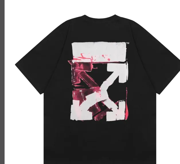 OFF-WHITE New 2023 Dissolved Contrast Graffiti Arrow Printed Pattern Short Sleeve