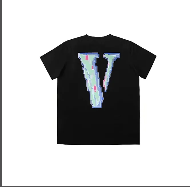 Vlone Pixel Mosaic Letter Printed Short sleeved T-shirt Black White S M L XL