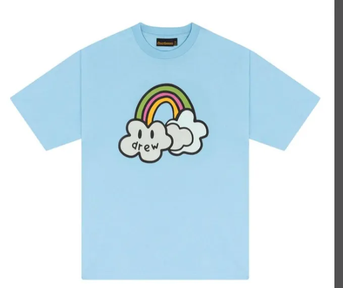 DREAM HOUSE BOWIE TEE Cloud Smile Rainbow English Letter Printed Short sleeved T-shirt Pacific Blue S M L XL