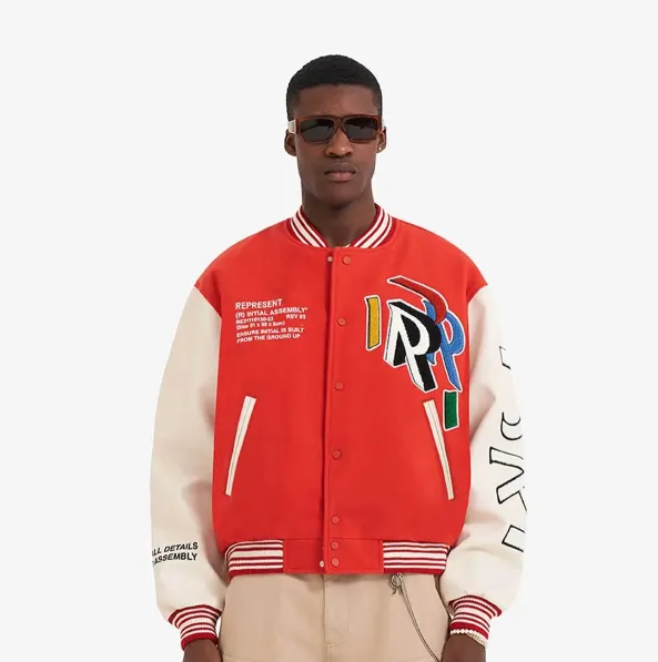 REPRESENT INTERNATIONAL VARSITY JACKET Large R Embroidered Woolen Baseball Jacket Coat