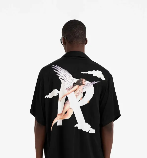 REPRESENT STORMS IN HEAVEN SHIRT Angel English Embroidered Printed Cuban Collar Shirt