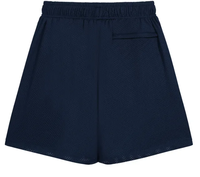 Cole Buxton slogan logo embroidered mesh shorts in navy blue, black, color blue, coffee color, size S-XL