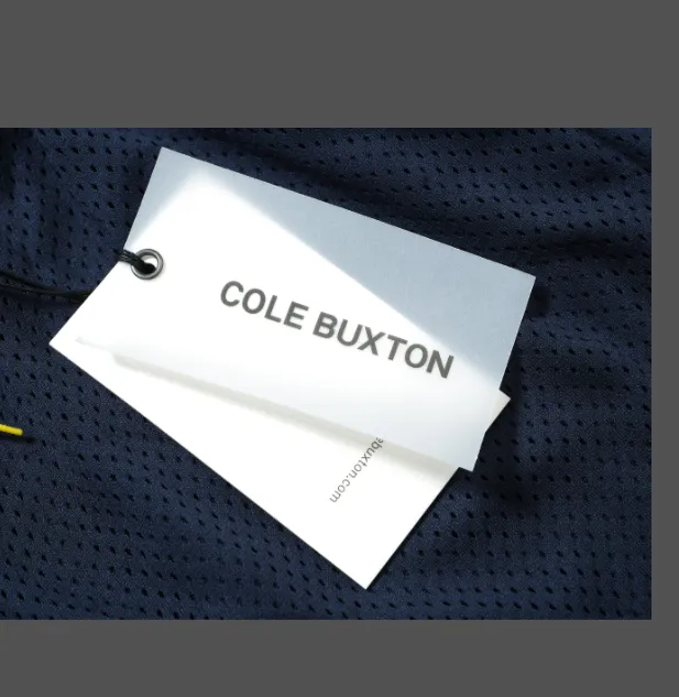 Cole Buxton slogan logo embroidered mesh shorts in navy blue, black, color blue, coffee color, size S-XL