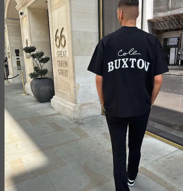 Cole Buxton minimalist letter logo slogan sticker embroidered short sleeved T-shirt black white coffee blue S-XL size