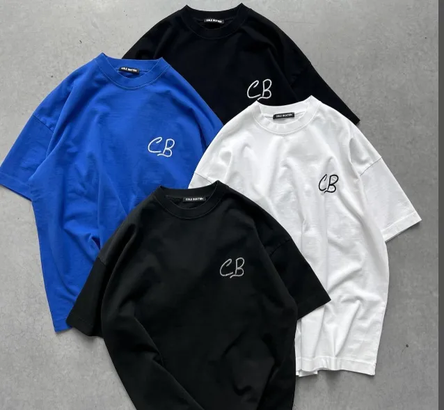 Cole Buxton minimalist letter logo slogan sticker embroidered short sleeved T-shirt black white coffee blue S-XL size