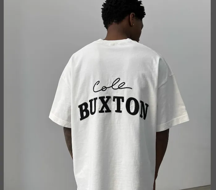 Cole Buxton minimalist letter logo slogan sticker embroidered short sleeved T-shirt black white coffee blue S-XL size