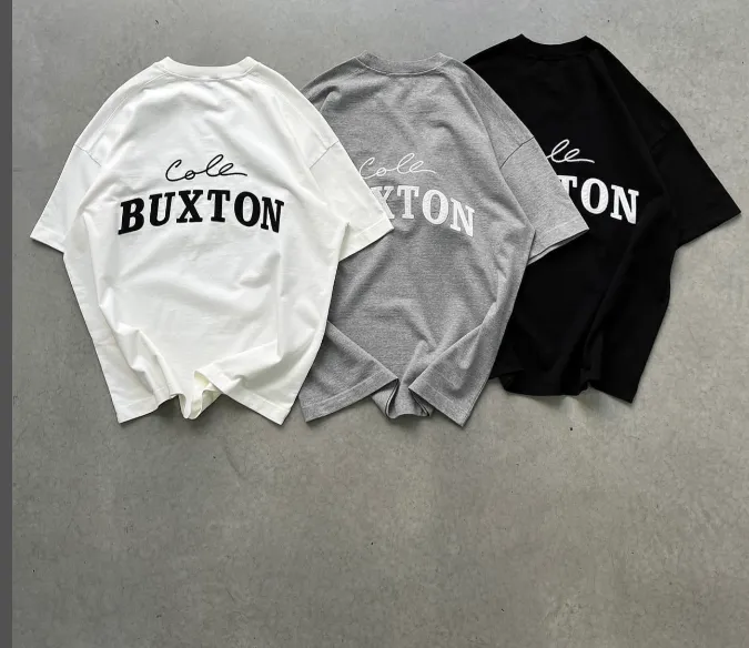 Cole Buxton minimalist letter logo slogan sticker embroidered short sleeved T-shirt black white coffee blue S-XL size