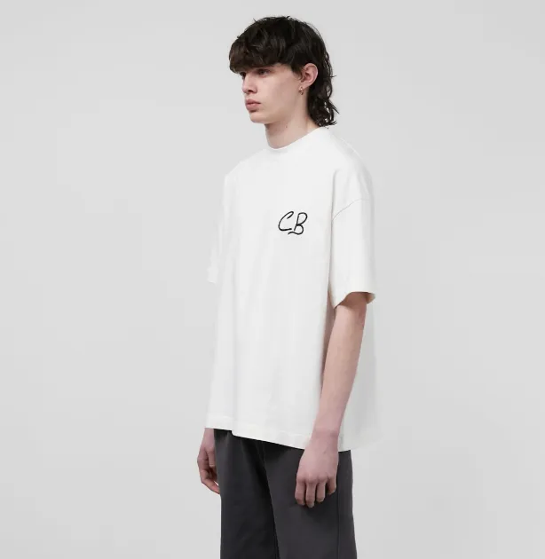 Cole Buxton minimalist letter logo slogan sticker embroidered short sleeved T-shirt black white coffee blue S-XL size