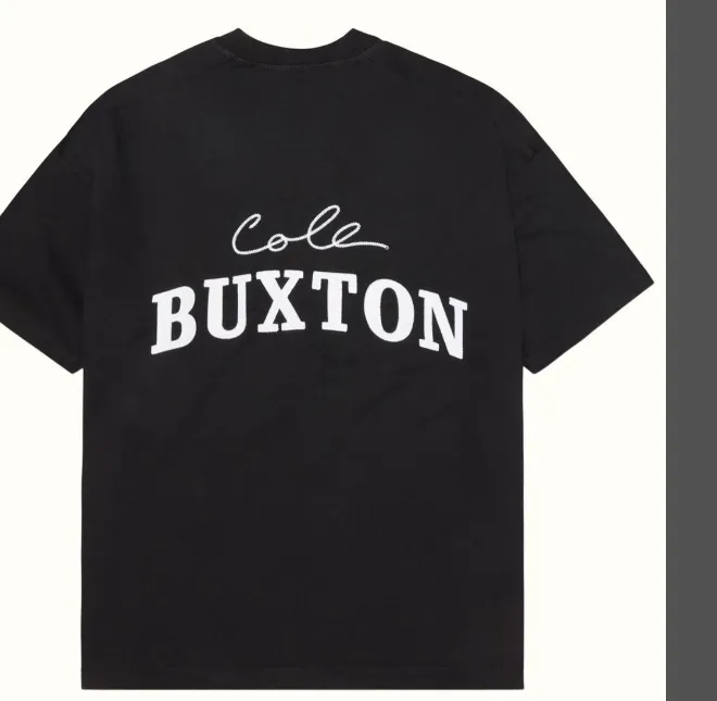 Cole Buxton minimalist letter logo slogan sticker embroidered short sleeved T-shirt black white coffee blue S-XL size