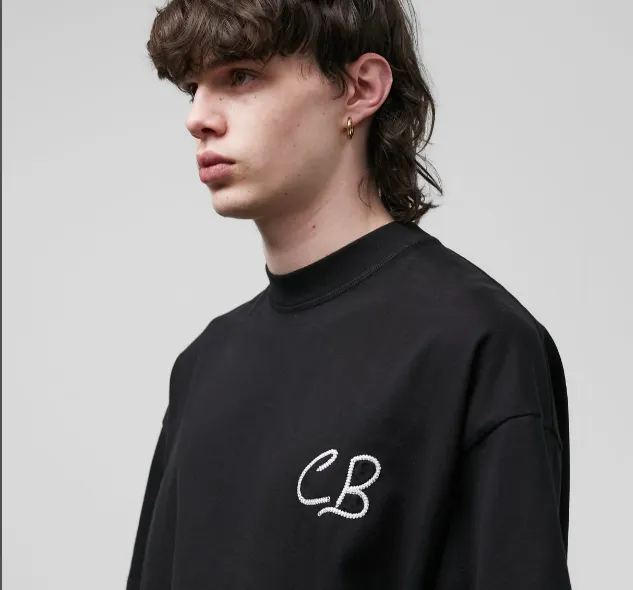 Cole Buxton minimalist letter logo slogan sticker embroidered short sleeved T-shirt black white coffee blue S-XL size