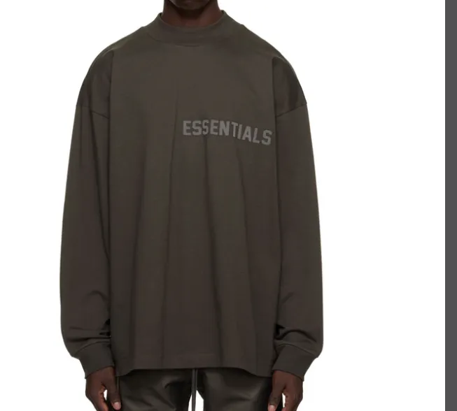 FEAR OF GOD ESSENTIALS FOG LOGO Letter Long Sleeve T-shirt Plum Purple Mist Haze Blue Brown Black Elephant White Lemon Yellow Beach Yellow S-XL