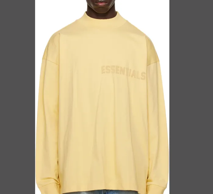 FEAR OF GOD ESSENTIALS FOG LOGO Letter Long Sleeve T-shirt Plum Purple Mist Haze Blue Brown Black Elephant White Lemon Yellow Beach Yellow S-XL