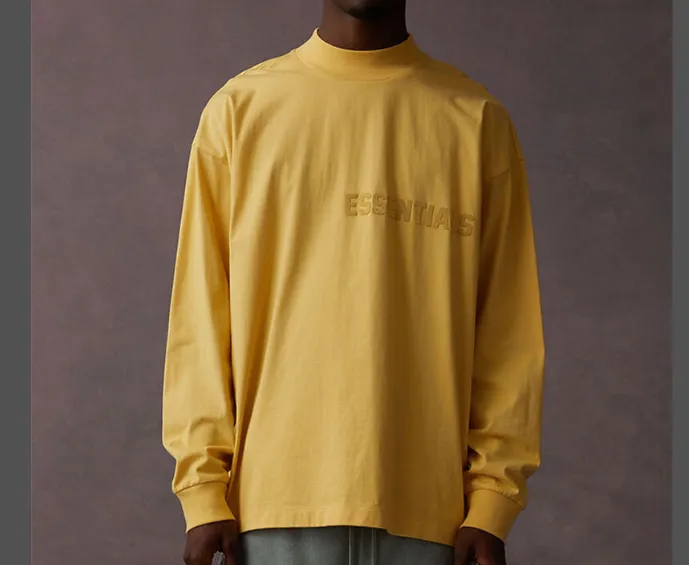 FEAR OF GOD ESSENTIALS FOG LOGO Letter Long Sleeve T-shirt Plum Purple Mist Haze Blue Brown Black Elephant White Lemon Yellow Beach Yellow S-XL