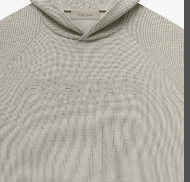 FEAR OF GOD ESSENTIALS FOG LOGO Waffle Hoodie Plum Purple Mist Haze Blue Brown Black Elephant White Lemon Yellow Beach Yellow S-XL