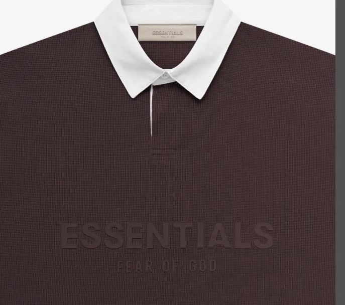 FEAR OF GOD ESSENTIALS FOG LOGO Waffle Polo Shirt Plum Purple Mist Haze Blue Brown Black Elephant White Lemon Yellow Beach Yellow S-XL