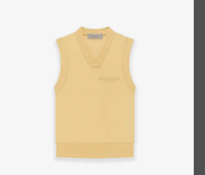 FEAR OF GOD ESSENTIALS FOG LOGO Letter V-neck vest Plum Purple Mist Haze Blue Brown Black Elephant White Lemon Yellow Beach Yellow S-XL