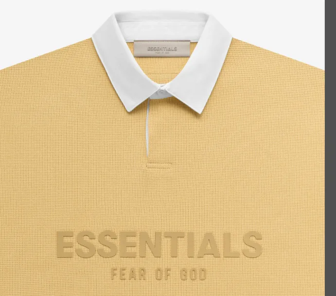 FEAR OF GOD ESSENTIALS FOG LOGO Waffle Polo Shirt Plum Purple Mist Haze Blue Brown Black Elephant White Lemon Yellow Beach Yellow S-XL