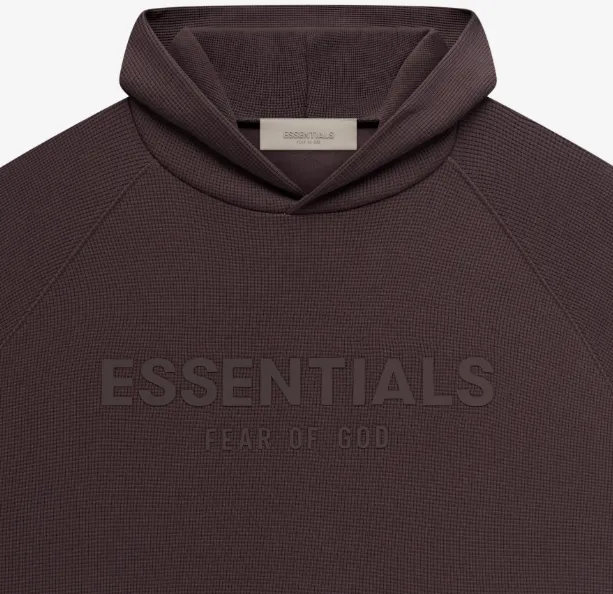 FEAR OF GOD ESSENTIALS FOG LOGO Waffle Hoodie Plum Purple Mist Haze Blue Brown Black Elephant White Lemon Yellow Beach Yellow S-XL