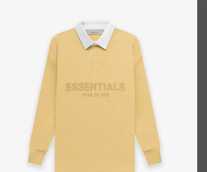 FEAR OF GOD ESSENTIALS FOG LOGO Waffle Polo Shirt Plum Purple Mist Haze Blue Brown Black Elephant White Lemon Yellow Beach Yellow S-XL