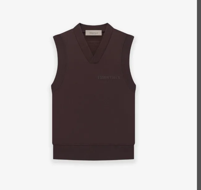 FEAR OF GOD ESSENTIALS FOG LOGO Letter V-neck vest Plum Purple Mist Haze Blue Brown Black Elephant White Lemon Yellow Beach Yellow S-XL