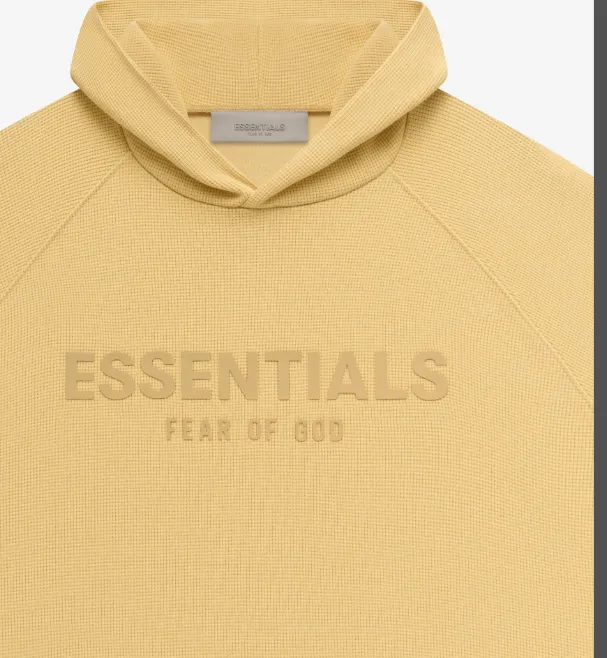 FEAR OF GOD ESSENTIALS FOG LOGO Waffle Hoodie Plum Purple Mist Haze Blue Brown Black Elephant White Lemon Yellow Beach Yellow S-XL