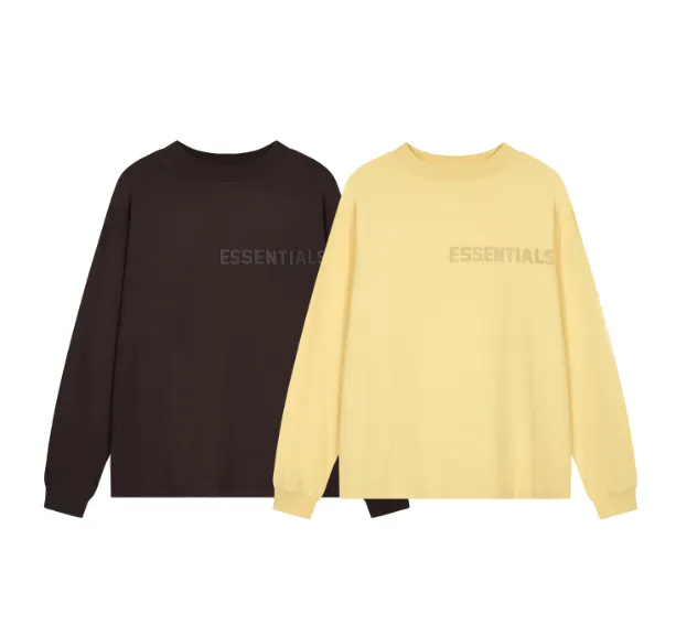 FEAR OF GOD ESSENTIALS FOG LOGO Letter Long Sleeve T-shirt Plum Purple Mist Haze Blue Brown Black Elephant White Lemon Yellow Beach Yellow S-XL