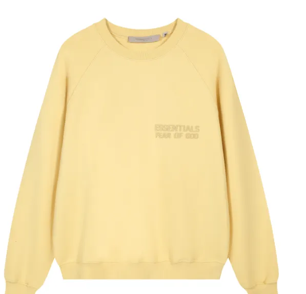 FEAR OF GOD ESSENTIALS FOG LOGO letter raglan sleeve round neck sweatshirt plum purple haze blue brown black elephant white lemon yellow beach yellow S-XL