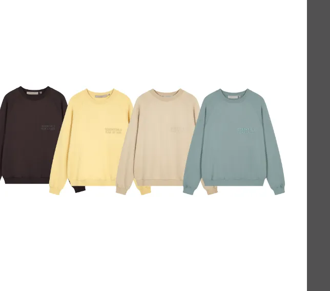 FEAR OF GOD ESSENTIALS FOG LOGO letter raglan sleeve round neck sweatshirt plum purple haze blue brown black elephant white lemon yellow beach yellow S-XL