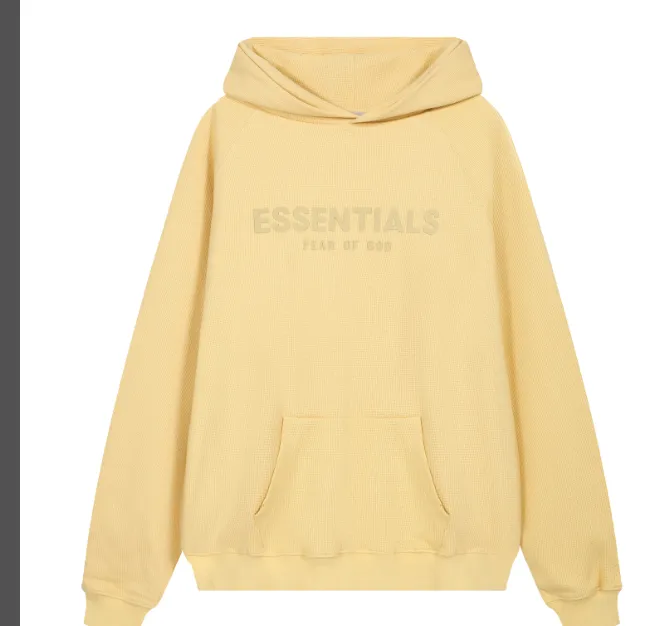 FEAR OF GOD ESSENTIALS FOG LOGO Waffle Hoodie Plum Purple Mist Haze Blue Brown Black Elephant White Lemon Yellow Beach Yellow S-XL