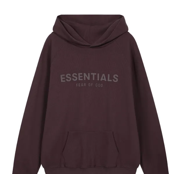 FEAR OF GOD ESSENTIALS FOG LOGO Waffle Hoodie Plum Purple Mist Haze Blue Brown Black Elephant White Lemon Yellow Beach Yellow S-XL