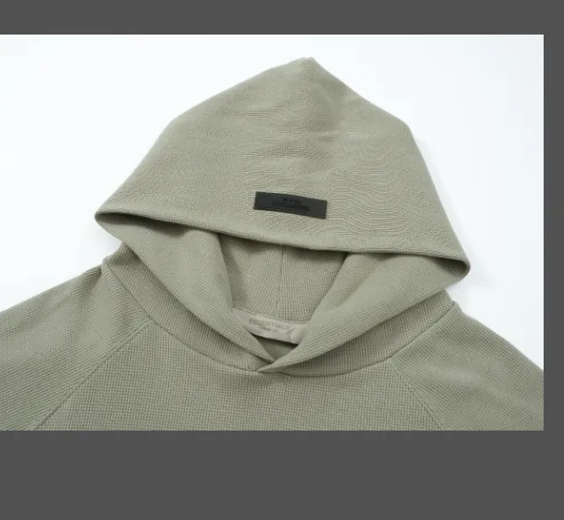 FEAR OF GOD ESSENTIALS FOG LOGO Waffle Hoodie Plum Purple Mist Haze Blue Brown Black Elephant White Lemon Yellow Beach Yellow S-XL